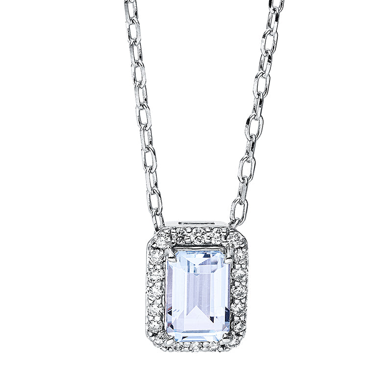 Collier mit Topas  aus 750/-18 Karat Weißgold mit 20 Diamanten 0