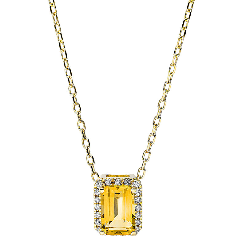 Collier mit Citrin  aus 750/-18 Karat Gelbgold mit 20 Diamanten 0