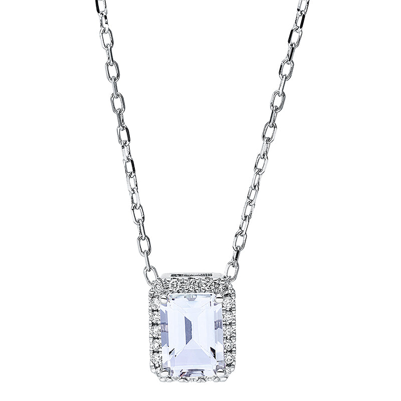 Collier mit Amethyst  aus 750/-18 Karat Weißgold mit 20 Diamanten 0
