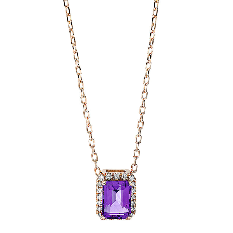 Collier mit Amethyst  aus 750/-18 Karat Rotgold mit 20 Diamanten 0