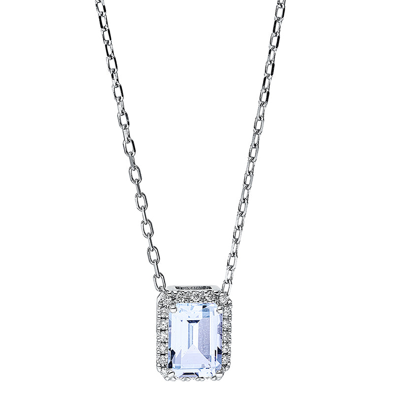 Collier mit Topas  aus 750/-18 Karat Weißgold mit 20 Diamanten 0