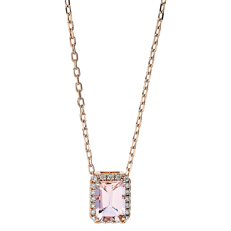 Collier aus Gold mit Diamanten mit Morganit, mit ZÖ 40 cm + 43 cm - 4J747