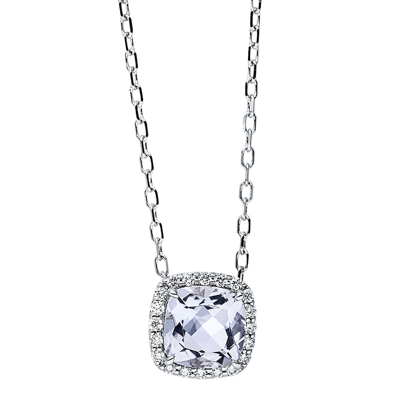 Collier mit Amethyst  aus 750/-18 Karat Weißgold mit 20 Diamanten 0