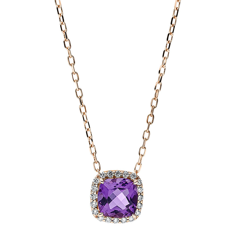 Collier mit Amethyst  aus 750/-18 Karat Rotgold mit 20 Diamanten 0