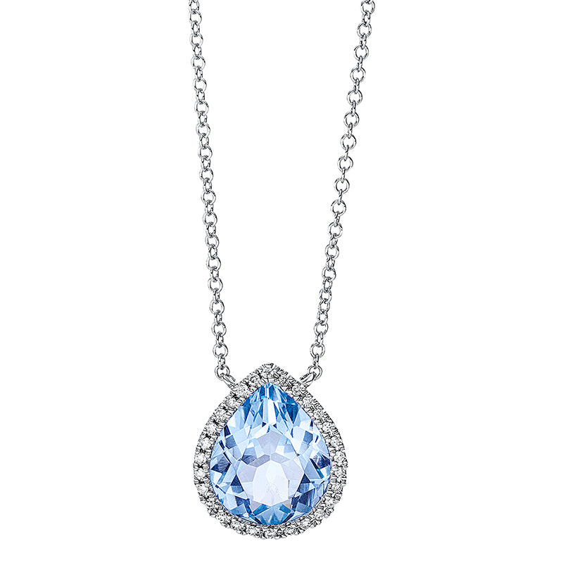 Collier mit Topas  aus 750/-18 Karat Weißgold mit 28 Diamanten 0
