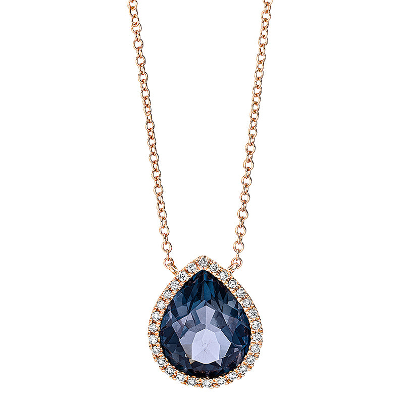 Collier mit Topas  aus 750/-18 Karat Rotgold mit 28 Diamanten 0