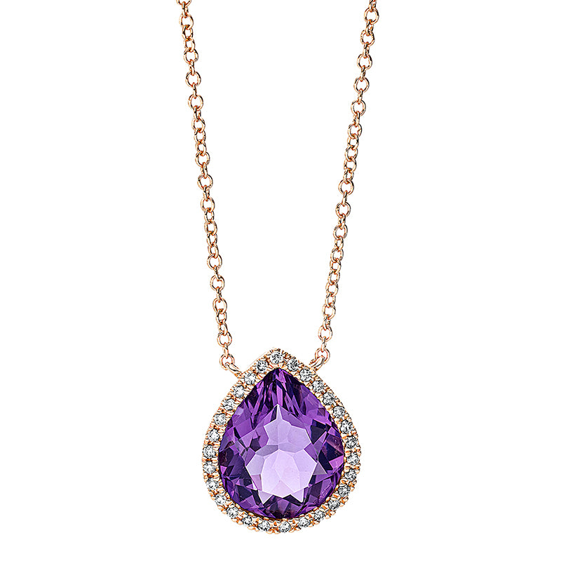 Collier mit Amethyst  aus 750/-18 Karat Rotgold mit 28 Diamanten 0
