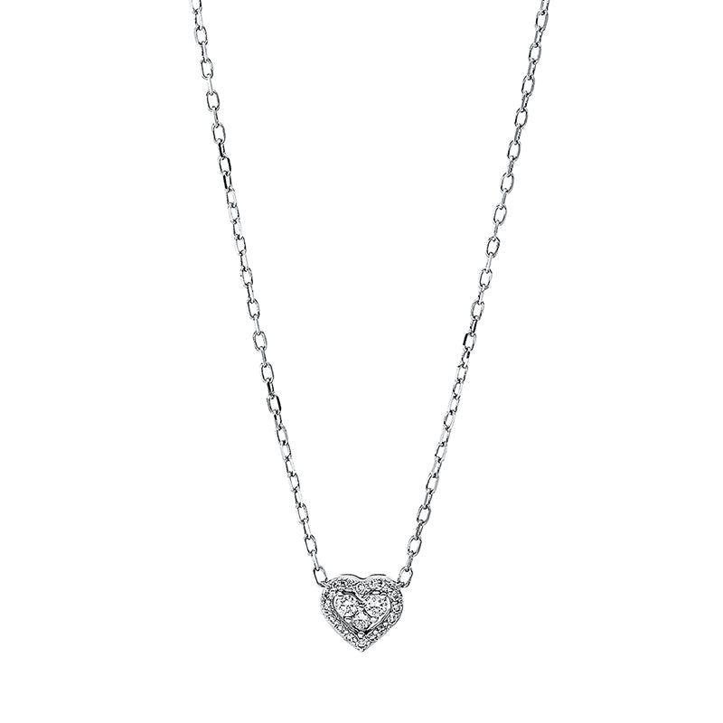 Collier - Herz aus Gold mit Diamanten, Herz-Symbol, mit ZÖ 40 cm + 43 cm - 4J864