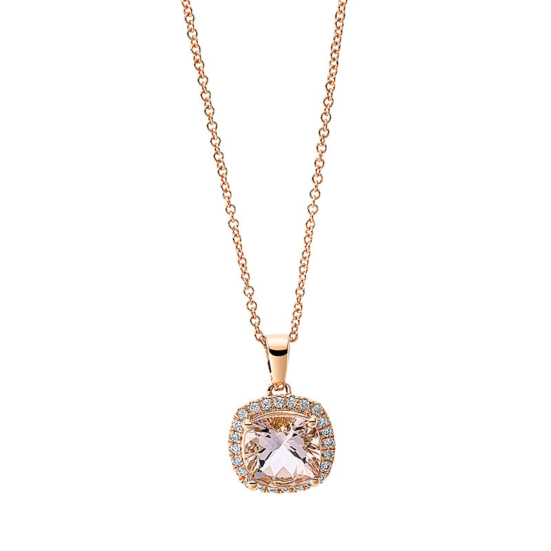 Collier mit Morganit  aus 750/-18 Karat Rotgold mit 24 Diamanten 0