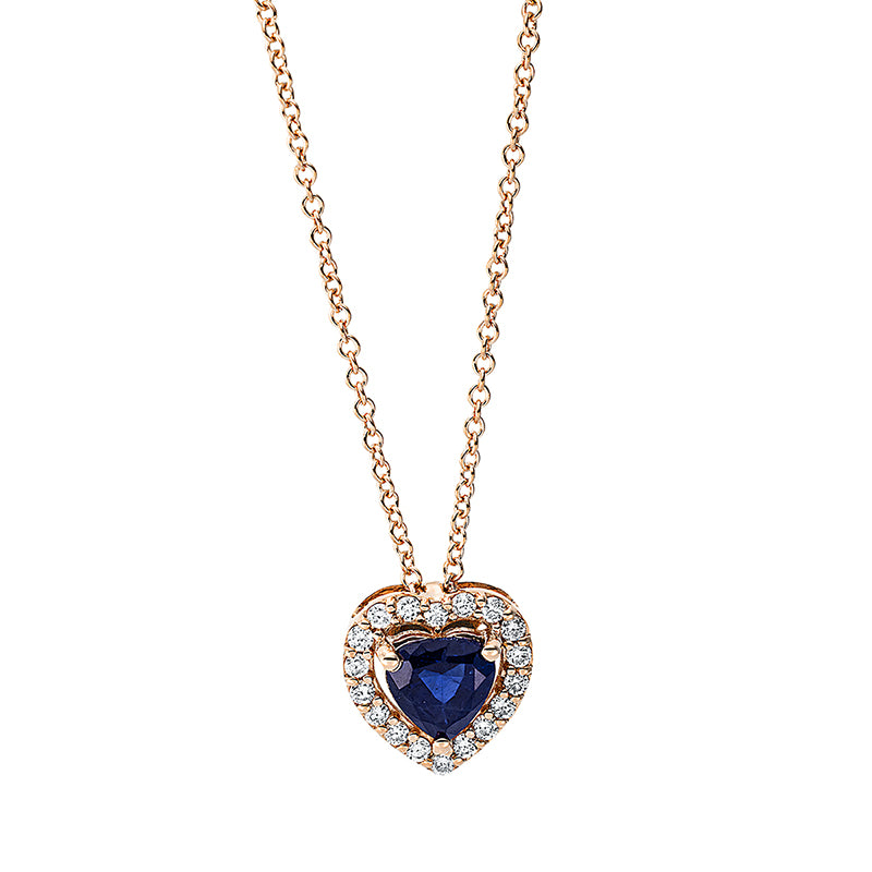 Collier mit Saphir  aus 750/-18 Karat Rotgold mit 18 Diamanten 0