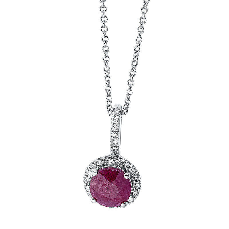 Collier mit Rubin  aus 750/-18 Karat Weißgold mit 23 Diamanten 0