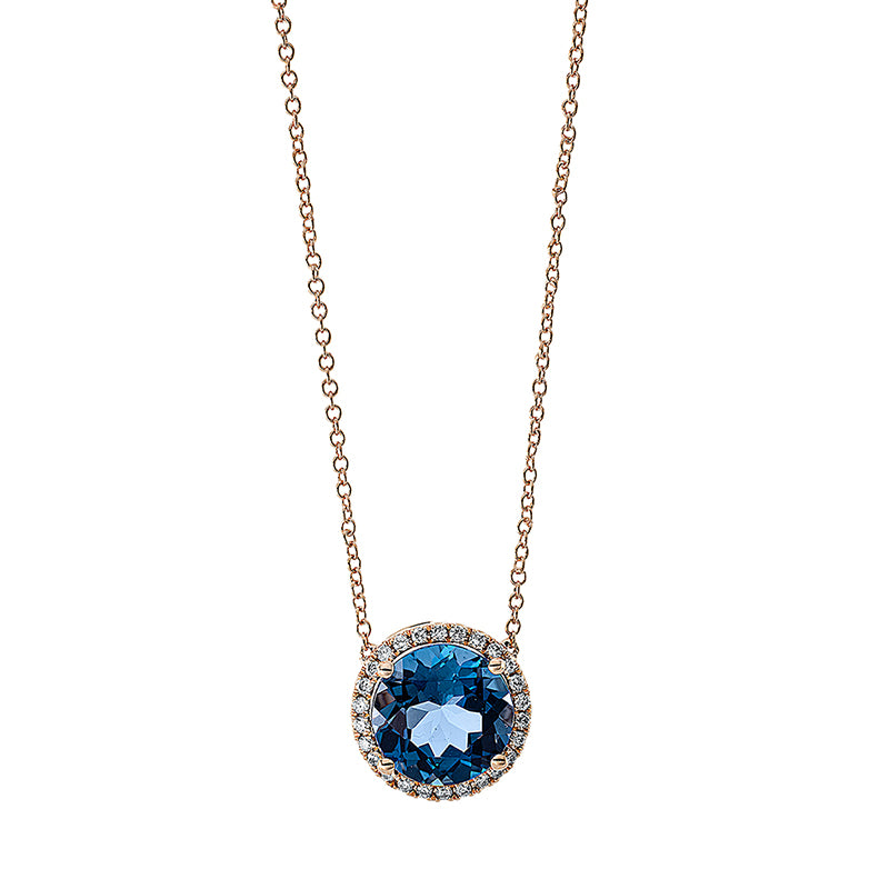Collier mit Topas  aus 750/-18 Karat Rotgold mit 26 Diamanten 0