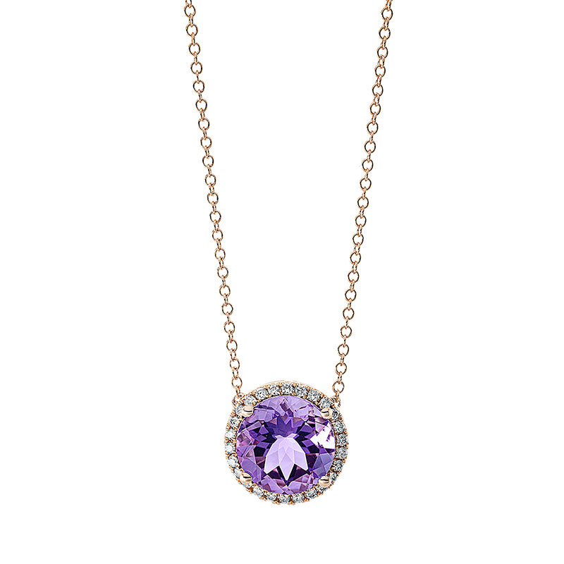 Collier mit Amethyst  aus 750/-18 Karat Rotgold mit 26 Diamanten 0