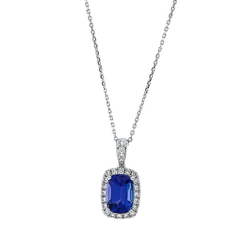 Collier mit Tansanit  aus 750/-18 Karat Weißgold mit 24 Diamanten 0