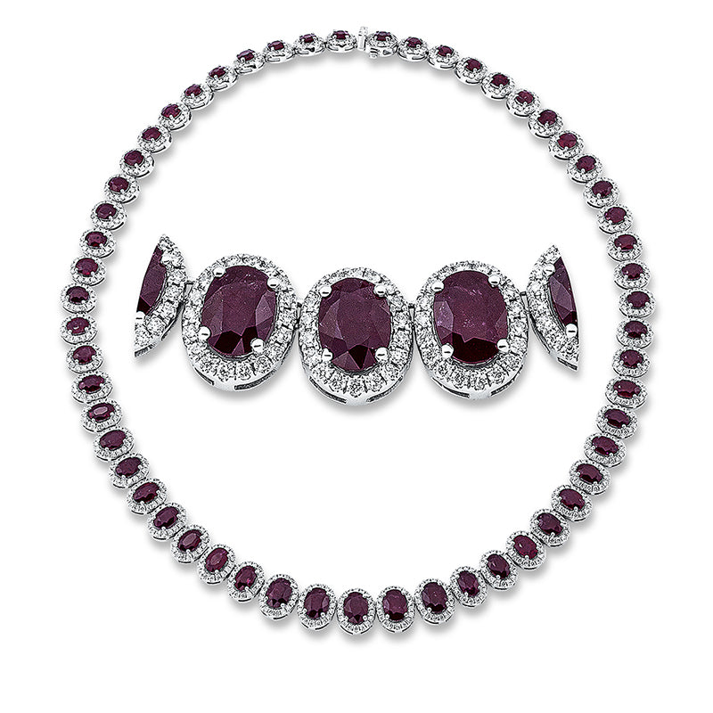 Collier mit Rubin  aus 750/-18 Karat Weißgold mit 826 Diamanten 6