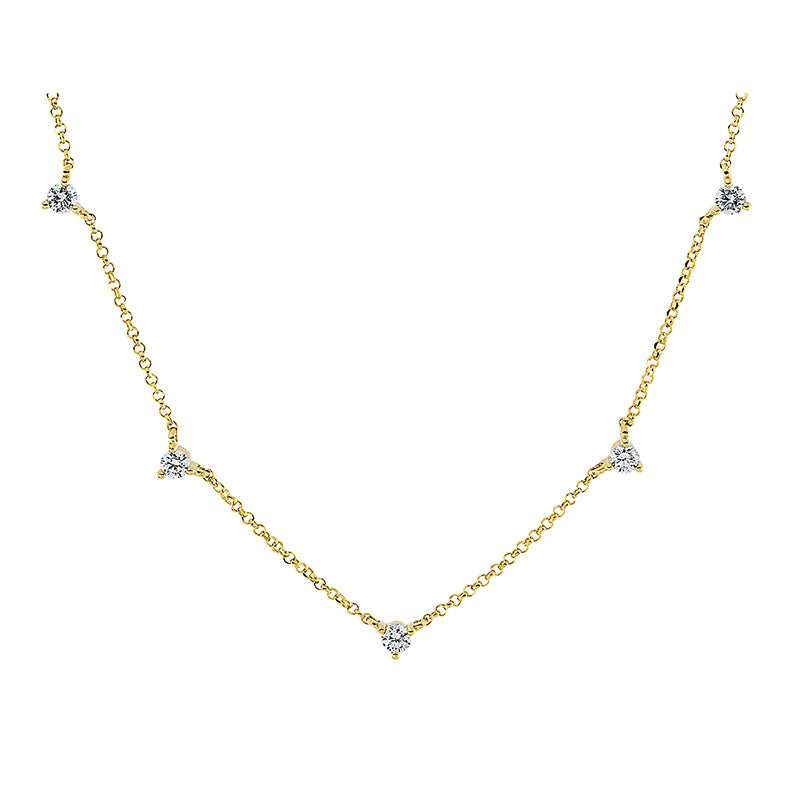 Collier - Mehrfachsteinbesatz aus Gold mit Diamanten, mit ZÖ 38 cm + 41 cm - 4K159