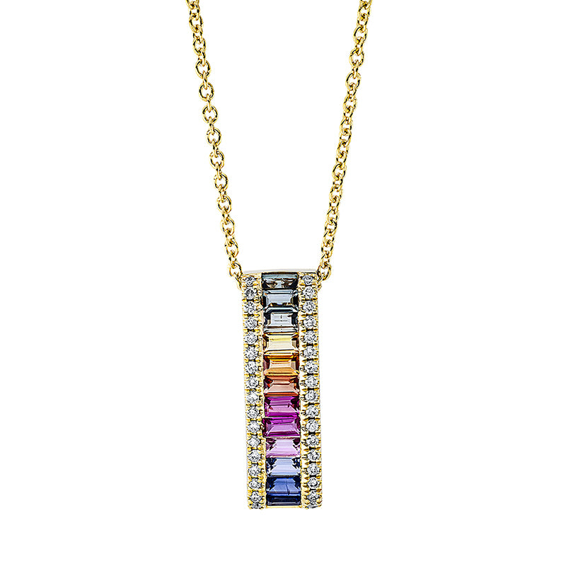 Collier aus Gold mit Diamanten mit Saphir, mit ZÖ 40 cm - 4K185