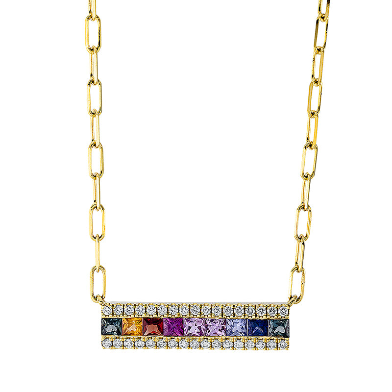 Collier mit Saphir  aus 750/-18 Karat Gelbgold mit 34 Diamanten 0