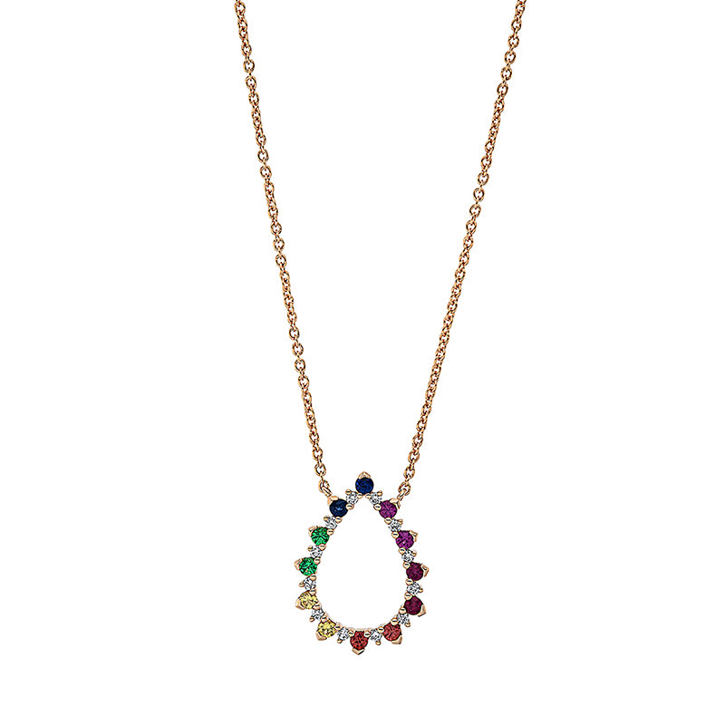 Collier mit Tsavorith  aus 750/-18 Karat Rotgold mit 12 Diamanten 0