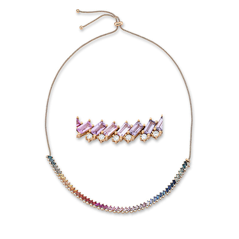 Collier mit Saphir  aus 750/-18 Karat Rotgold mit 49 Diamanten 0