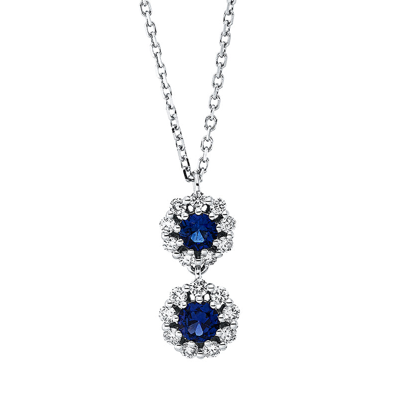 Collier mit Saphir  aus 750/-18 Karat Weißgold mit 18 Diamanten 0