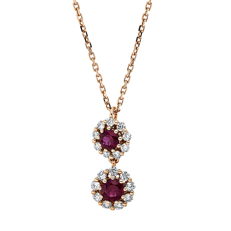 Collier mit Rubin  aus 750/-18 Karat Rotgold mit 18 Diamanten 0