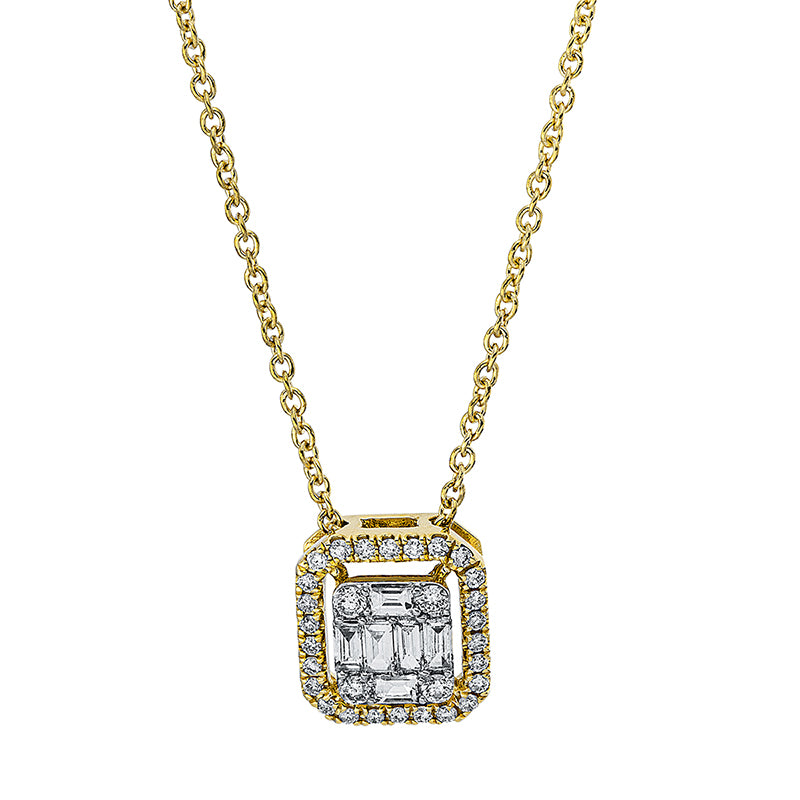 Collier - Halo Sparkle aus Gold mit Diamanten, mit ZÖ 40 cm - 4K260