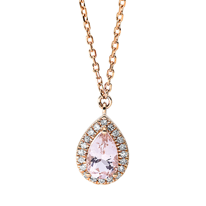 Collier mit Morganit  aus 750/-18 Karat Rotgold mit 34 Diamanten 0