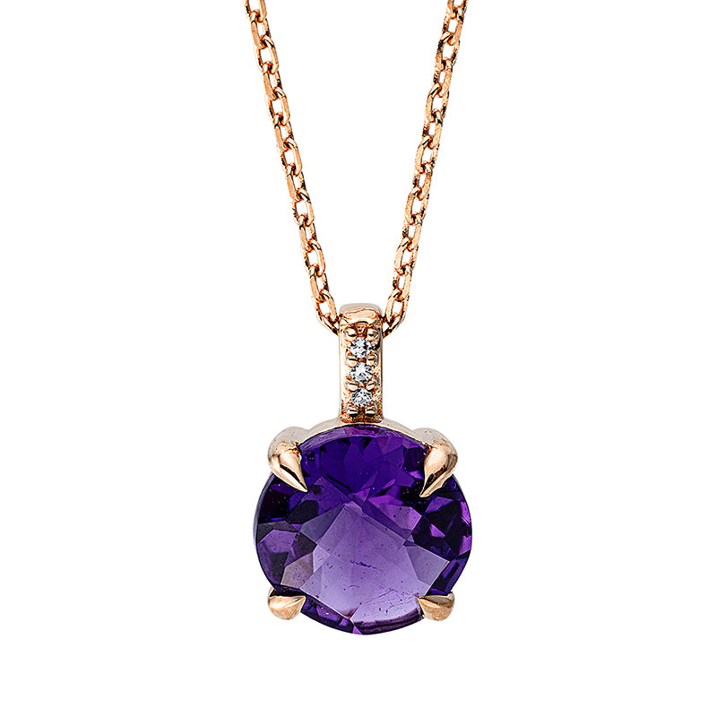 Collier mit Amethyst  aus 750/-18 Karat Rotgold mit 3 Diamanten 0