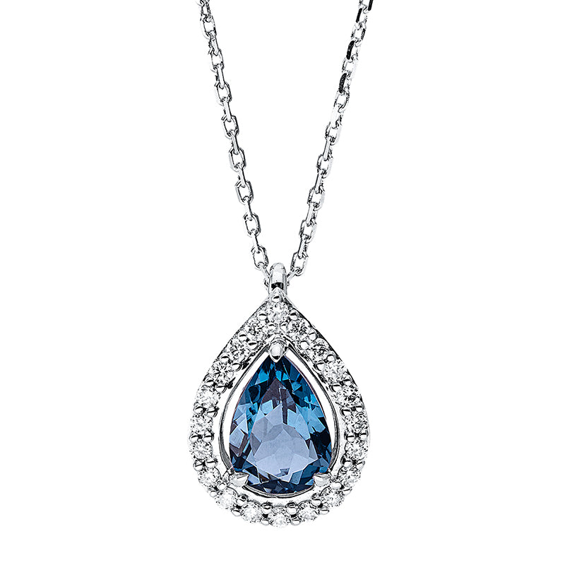 Collier mit Topas  aus 750/-18 Karat Weißgold mit 20 Diamanten 0
