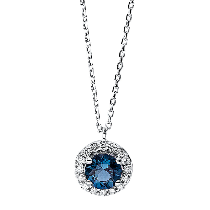 Collier mit Topas  aus 750/-18 Karat Weißgold mit 16 Diamanten 0