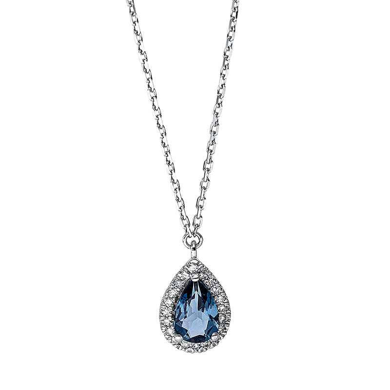 Collier mit Topas  aus 750/-18 Karat Weißgold mit 20 Diamanten 0