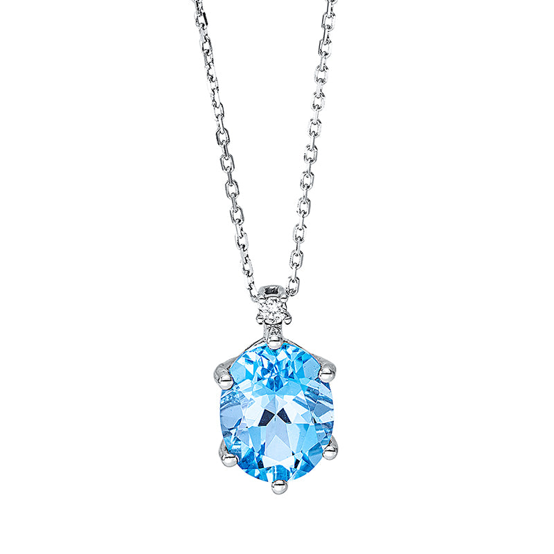 Collier mit Topas  aus 750/-18 Karat Weißgold mit 1 Diamant 0