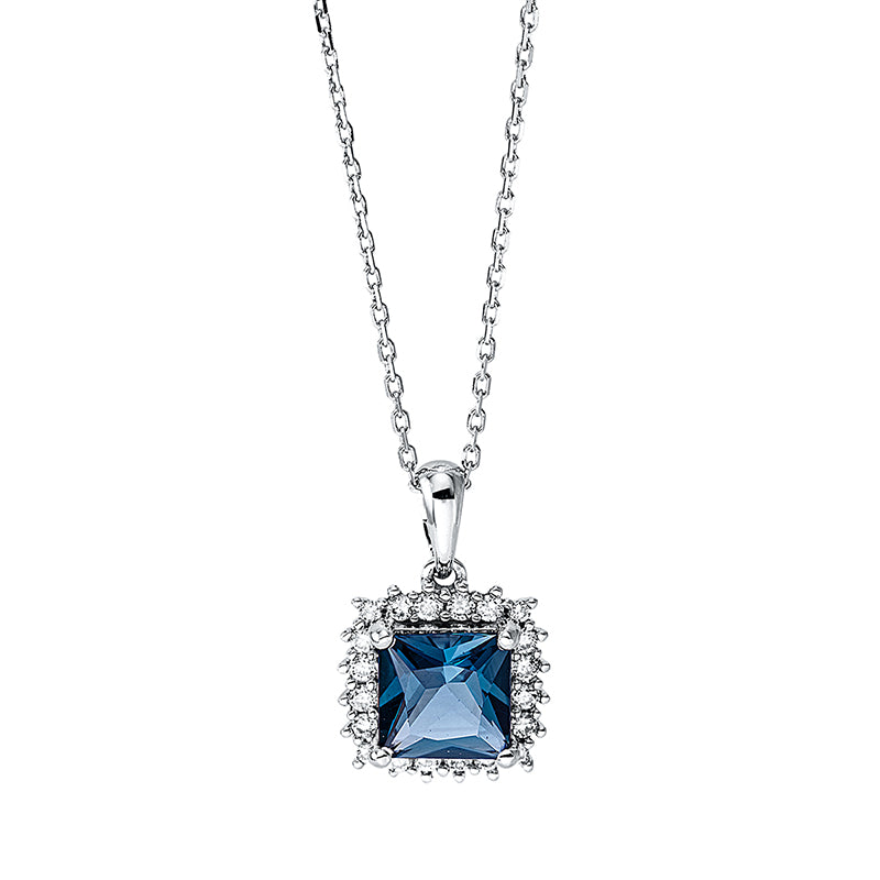 Collier mit Topas  aus 750/-18 Karat Weißgold mit 20 Diamanten 0