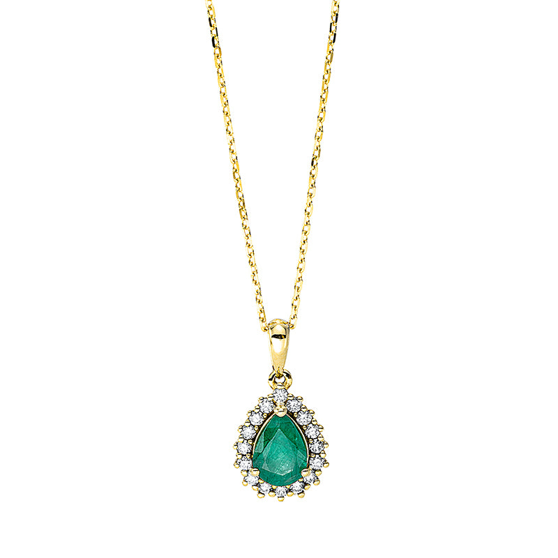 Collier mit Smaragd  aus 750/-18 Karat Gelbgold mit 16 Diamanten 0