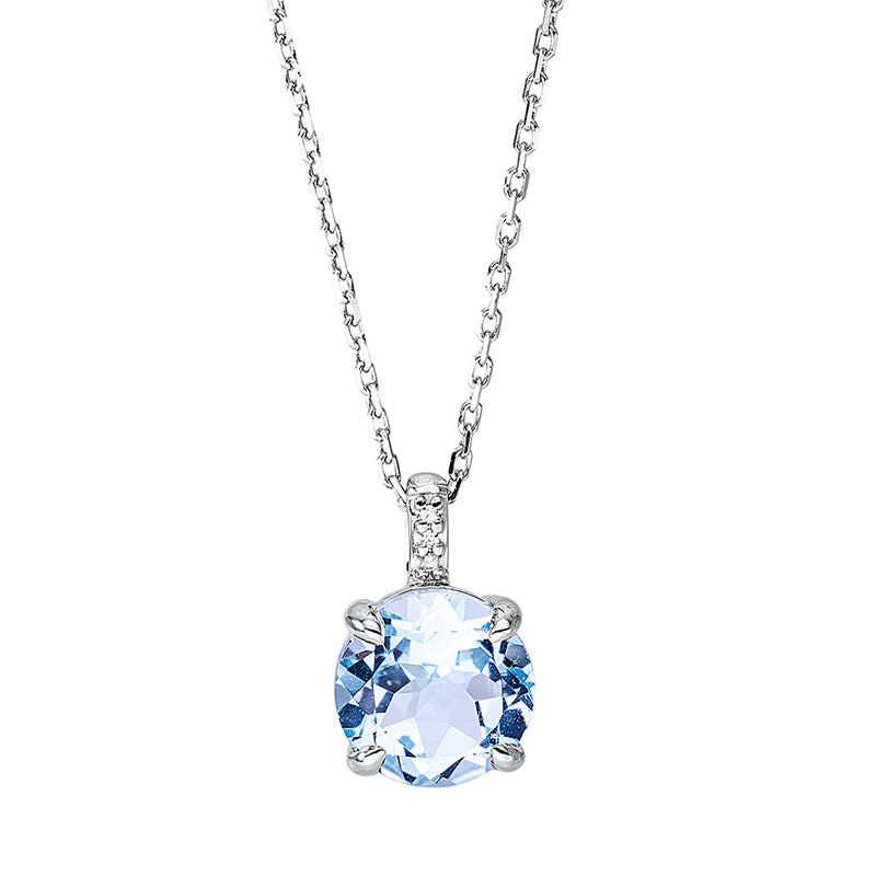 Collier mit Topas  aus 750/-18 Karat Weißgold mit 3 Diamanten 0