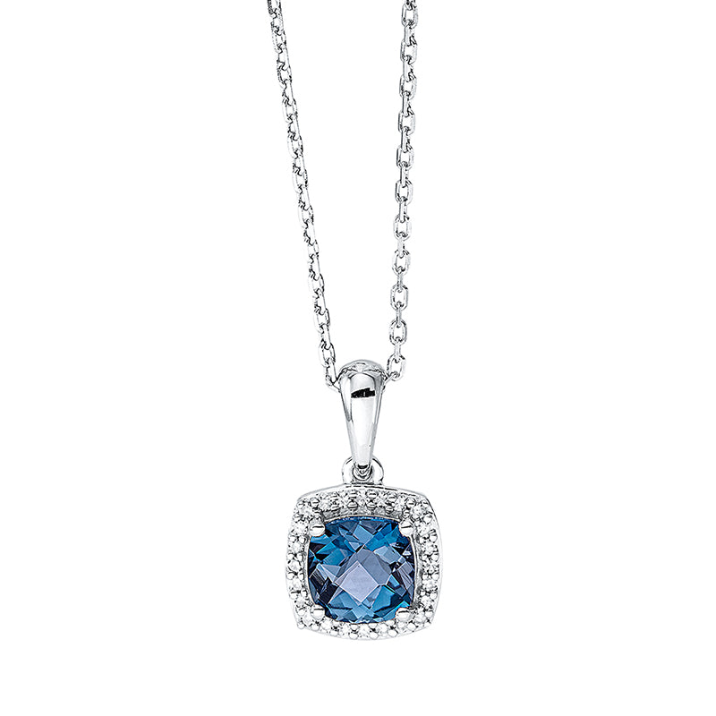 Collier mit Topas  aus 750/-18 Karat Weißgold mit 24 Diamanten 0