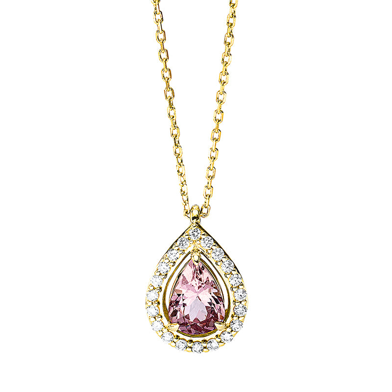 Collier mit Granat  aus 750/-18 Karat Gelbgold mit 20 Diamanten 0