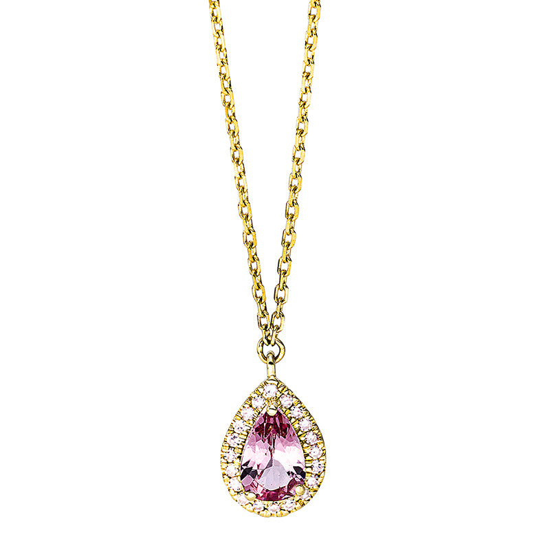 Collier mit Granat  aus 750/-18 Karat Gelbgold mit 20 Diamanten 0
