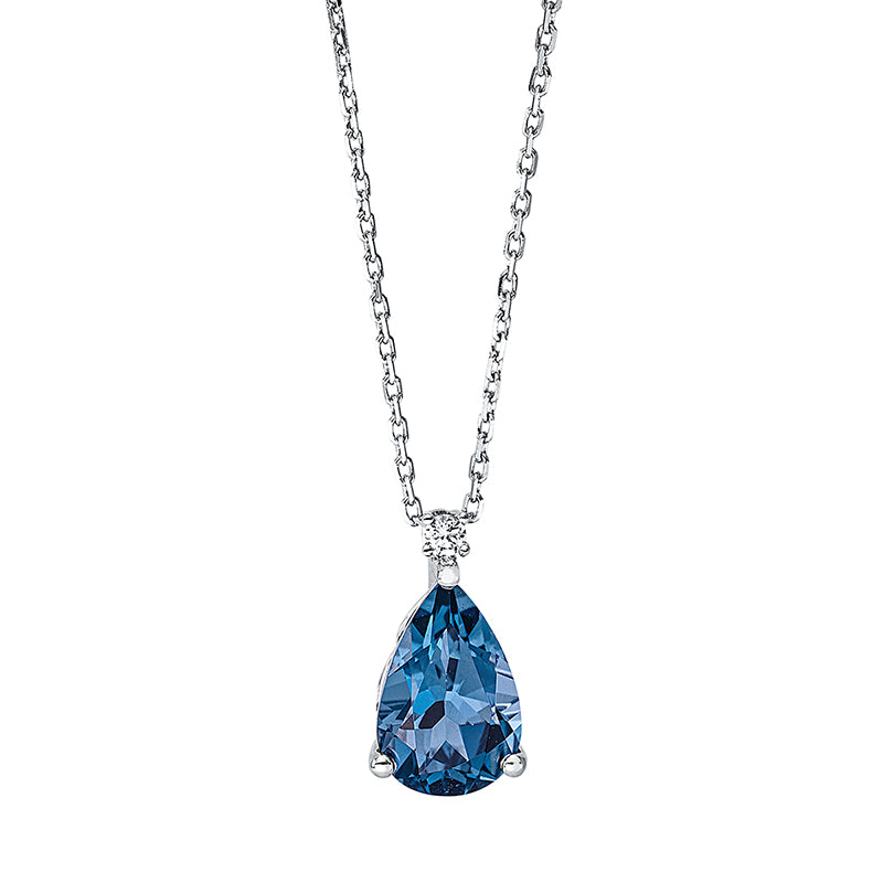 Collier mit Topas  aus 750/-18 Karat Weißgold mit 2 Diamanten 0