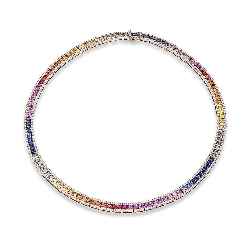 Collier mit Saphir  aus 750/-18 Karat Rotgold mit 628 Diamanten 3