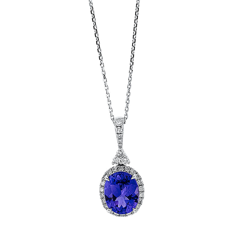 Collier mit Tansanit  aus 750/-18 Karat Weißgold mit 30 Diamanten 0