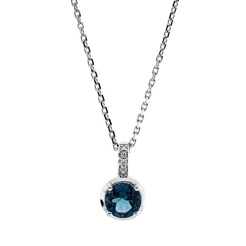 Collier mit Topas  aus 750/-18 Karat Weißgold mit 5 Diamanten 0