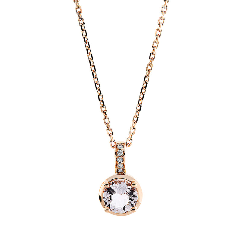 Collier mit Morganit  aus 750/-18 Karat Rotgold mit 5 Diamanten 0
