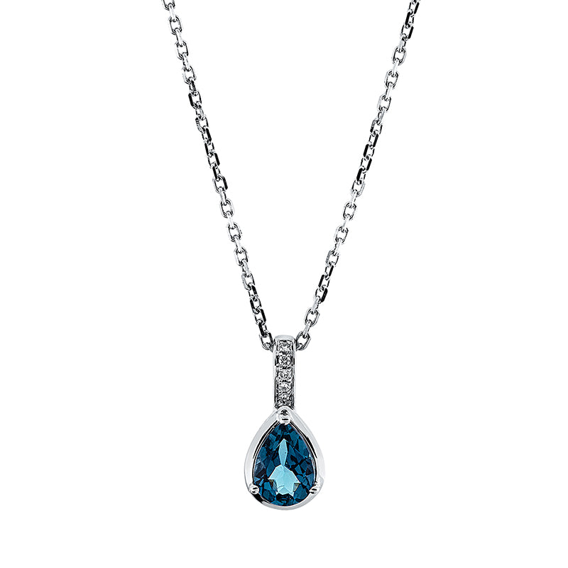 Collier mit Topas  aus 750/-18 Karat Weißgold mit 5 Diamanten 0