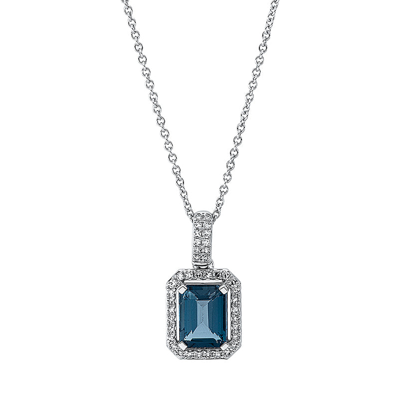 Collier mit Topas  aus 750/-18 Karat Weißgold mit 40 Diamanten 0