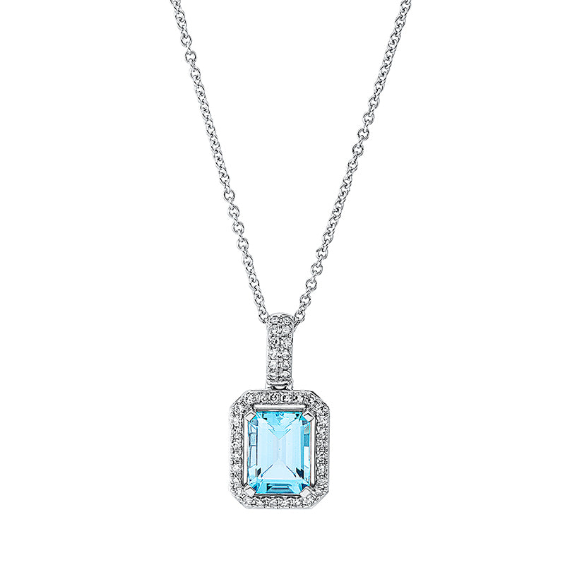 Collier mit Topas  aus 750/-18 Karat Weißgold mit 40 Diamanten 0
