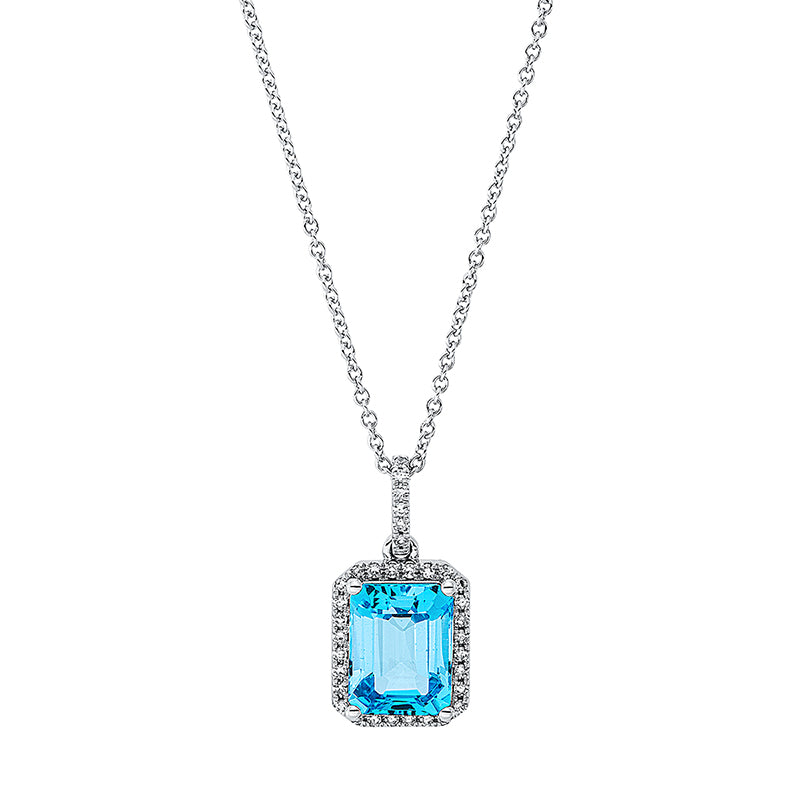 Collier mit Topas  aus 750/-18 Karat Weißgold mit 34 Diamanten 0
