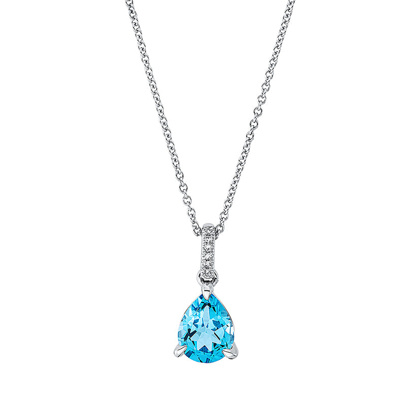 Collier mit Topas  aus 750/-18 Karat Weißgold mit 6 Diamanten 0