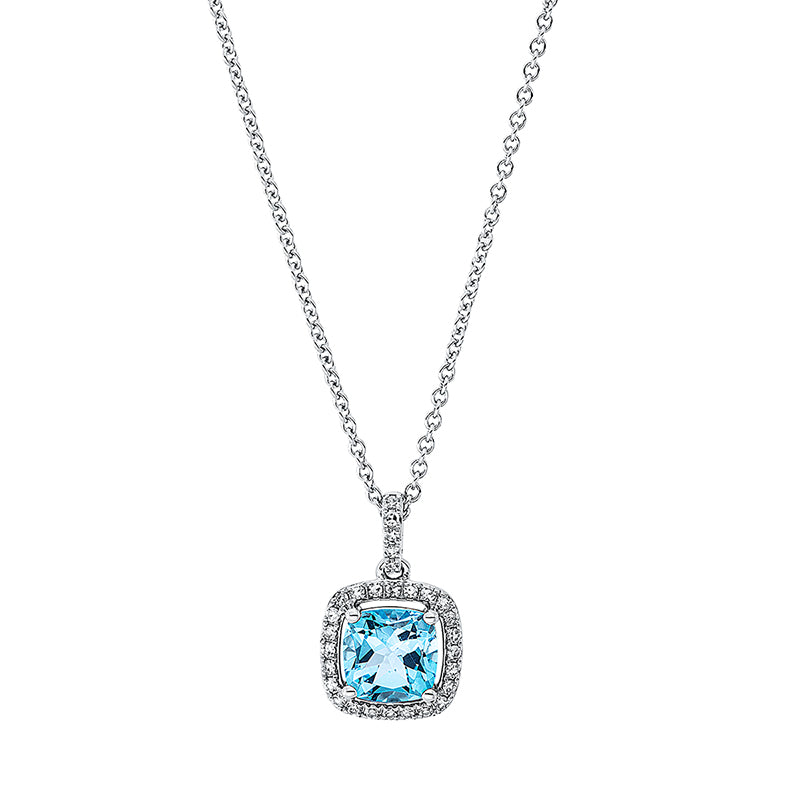Collier mit Topas  aus 750/-18 Karat Weißgold mit 29 Diamanten 0